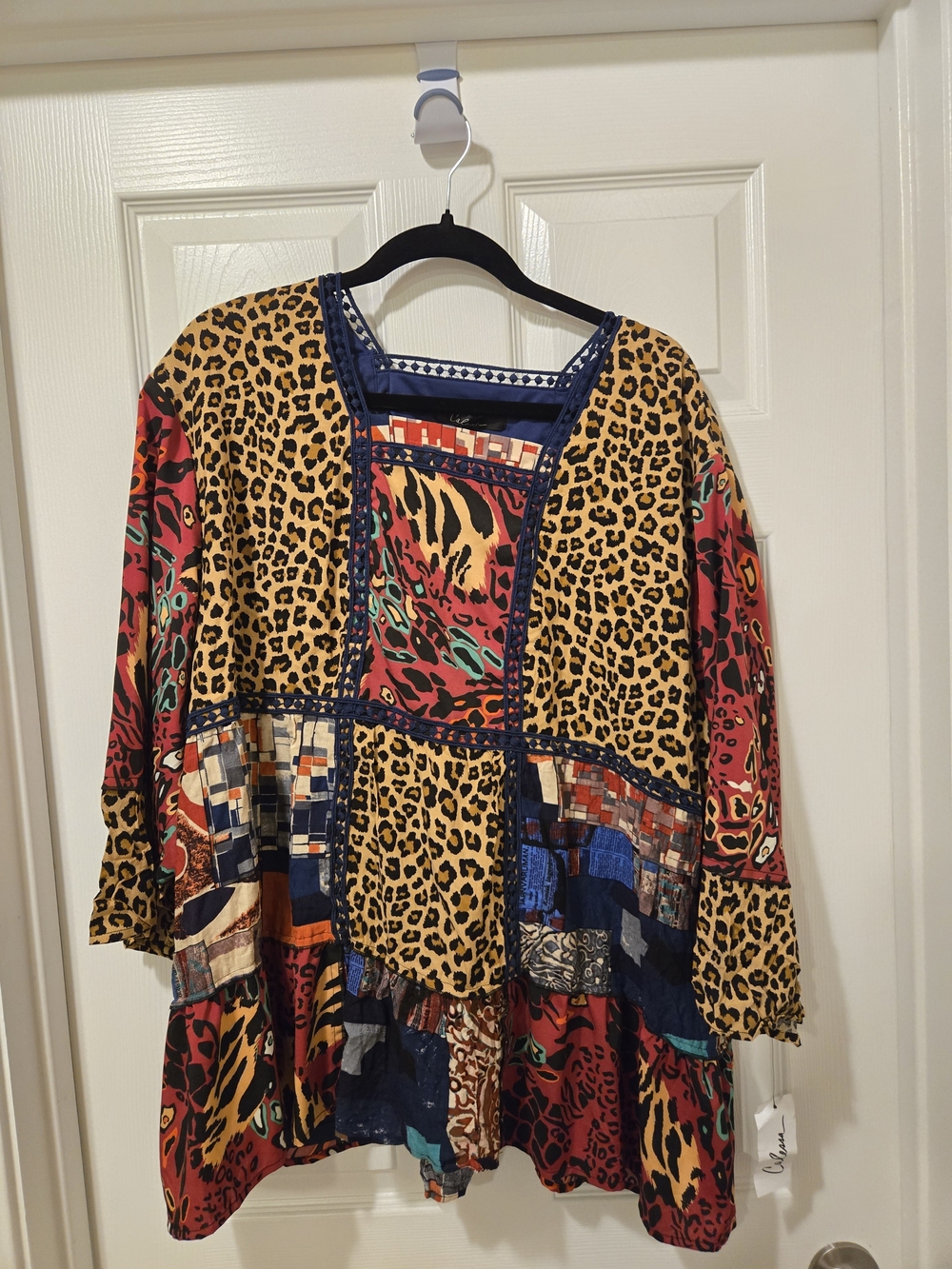 Mixed-Print Leopard Patchwork Blouse in Multi-Color - Picture 2 of 9